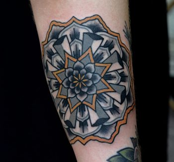 Grey and yellow mandala