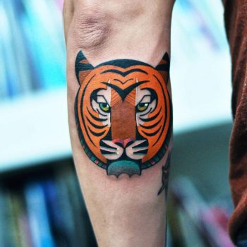 Head of a tiger tattoo