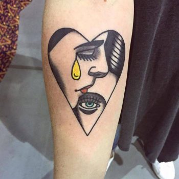 Heart shaped faces tattoo