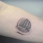 Hyper realistic black and gray watermellon tattoo