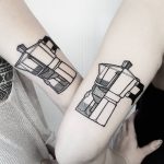 Matching moka pot coffee tattoos