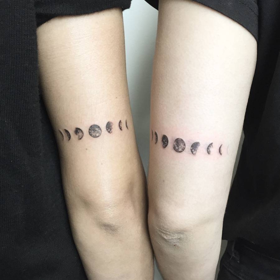 Matching moon phase tattoos