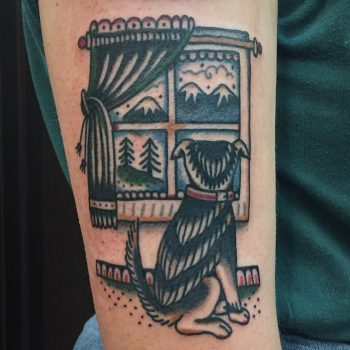 Melancholic dog tattoo