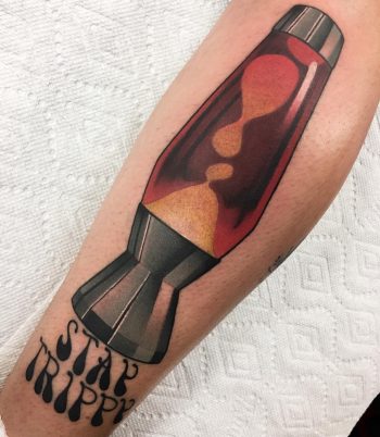 Neo traditional style lava lamp tattoo
