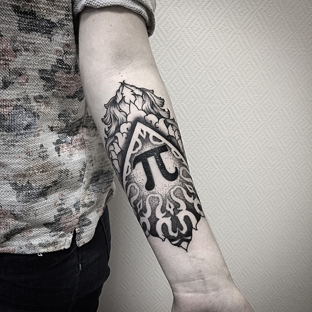 Number pi tattoo on the forearm