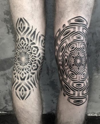 Optical illusion ornament tattoos