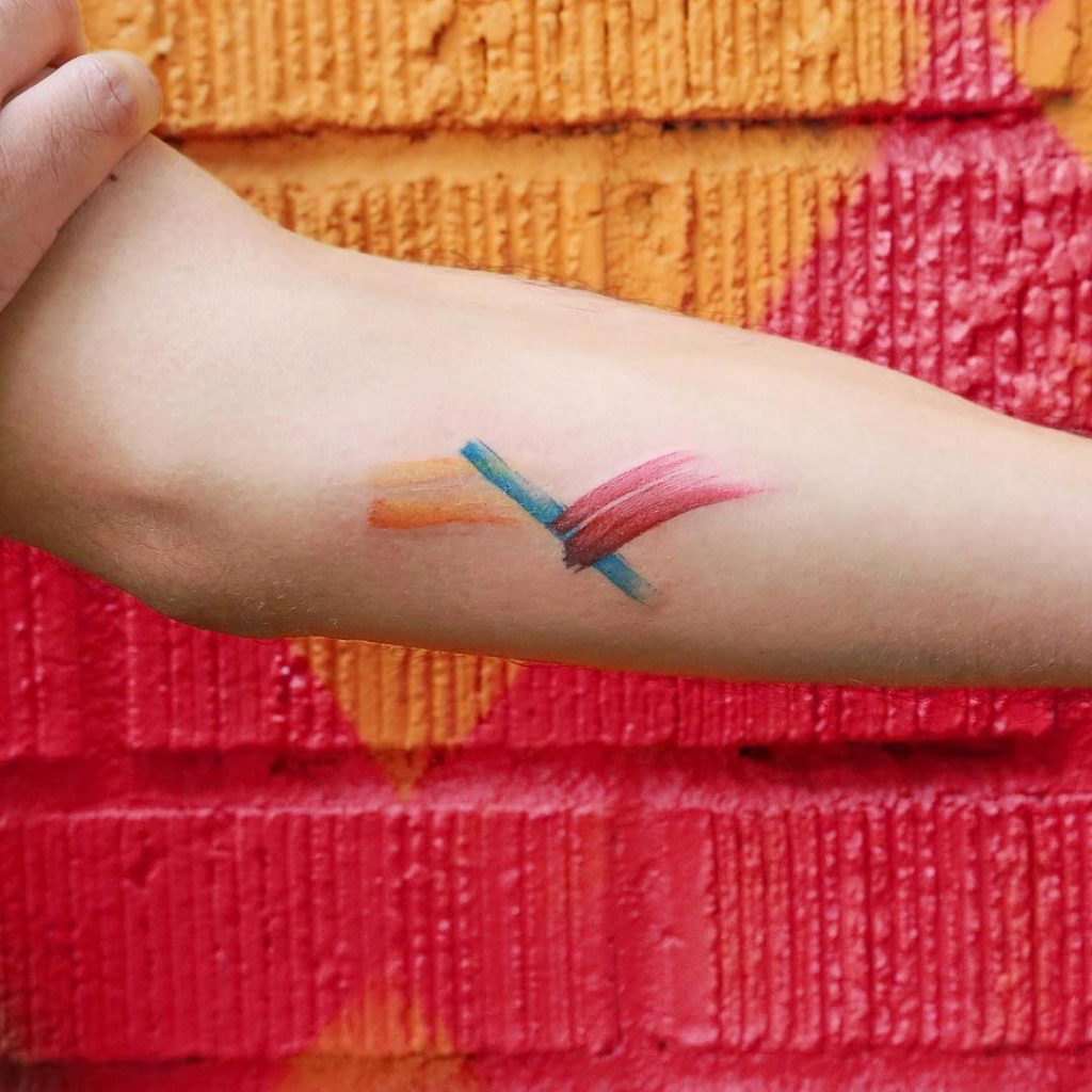 Abstract colorful tattoo by luca font