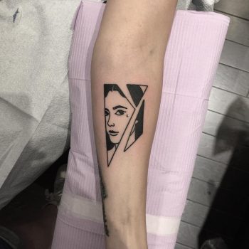 Shattered glass face tattoo