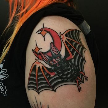 Traditional style bat tattoo