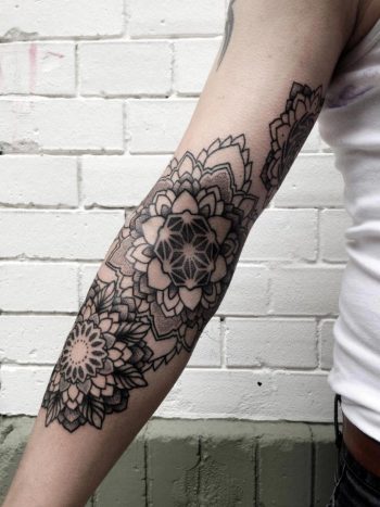 Triple black mandala tattoo