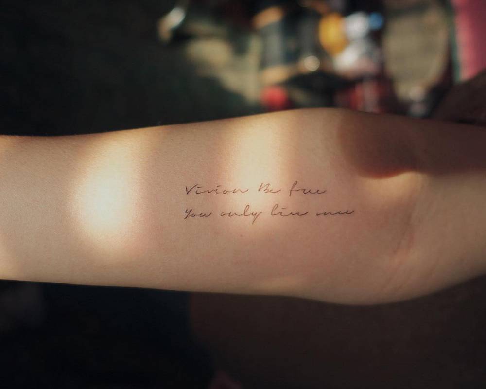 Vivian be free you only live once quote tattoo