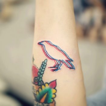 3d effect bird tattoo