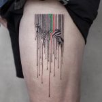 Abstract leaking barcode tattoo