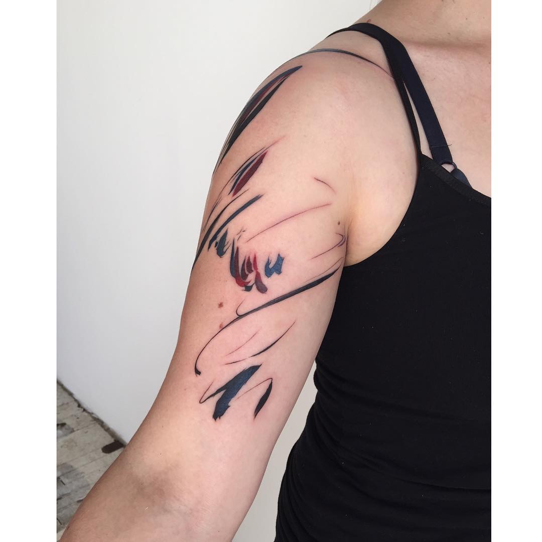 Abstract lines on the right arm
