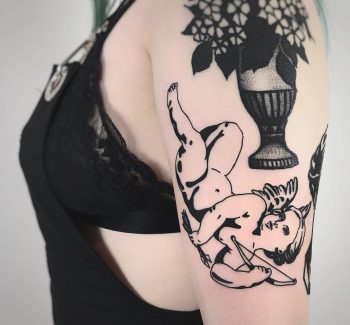 Baroque angel tattoo