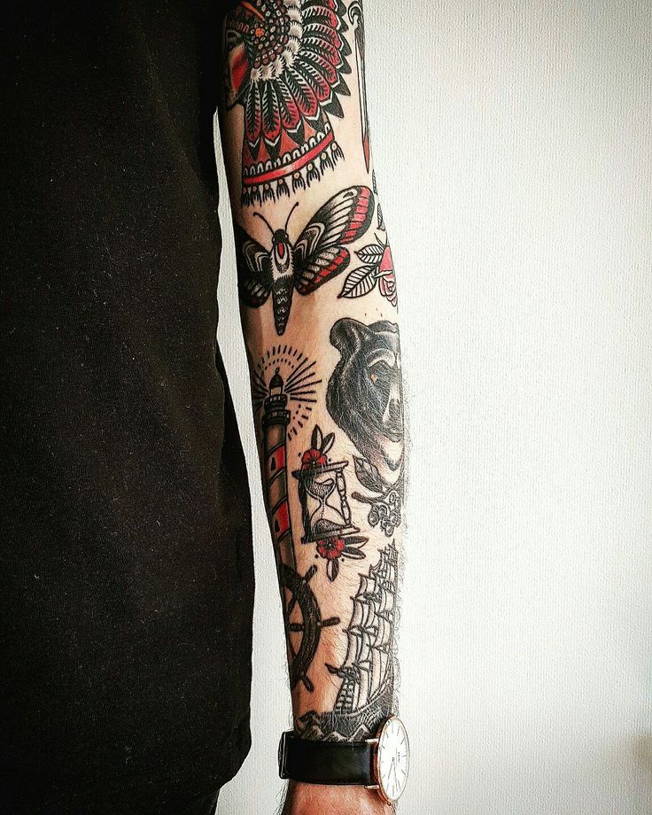 Beautiful traditional tattoos on the arm