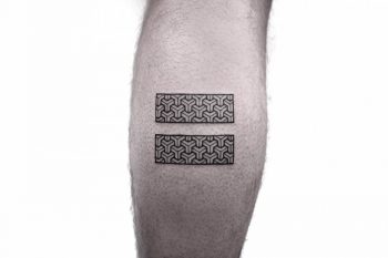 Black seamless cube pattern tattoo