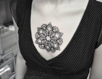 Black mandala on the chest