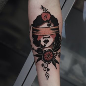 Blindfolded women traditional tattoo