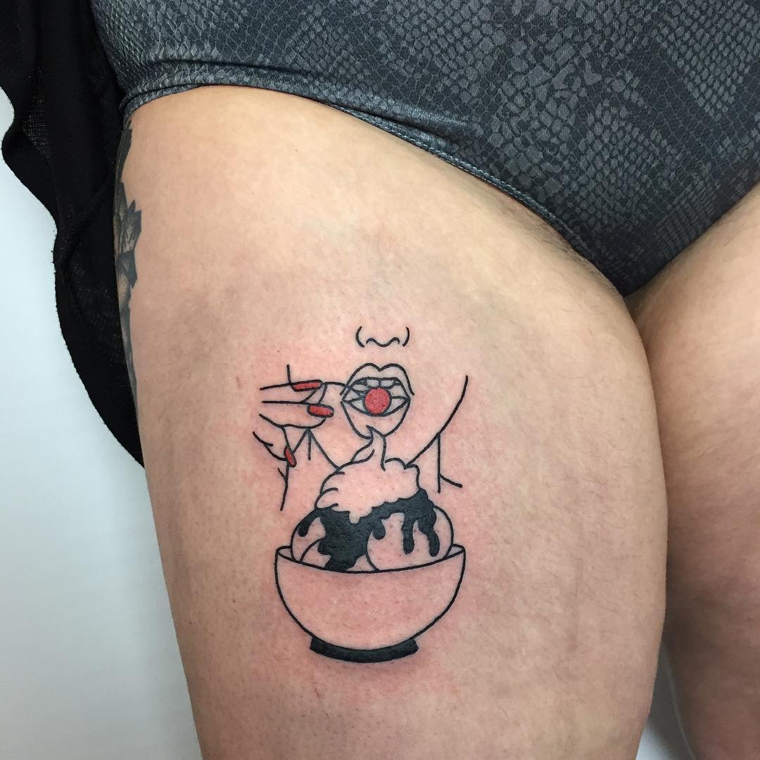 Cherry icecream tattoo