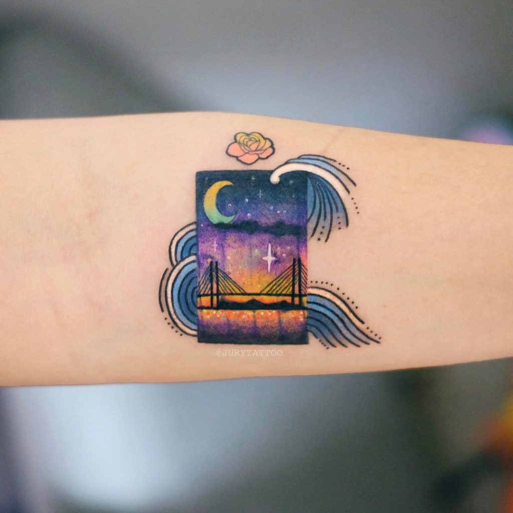 Abstract landscape tattoo