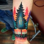 Colorful forest tattoo