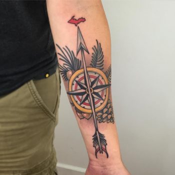 Compass and arrow tattoo