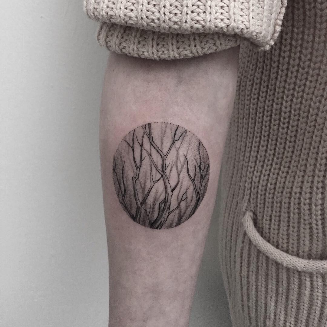 Creepy forest tattoo