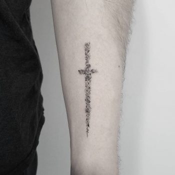 Floral sword tattoo