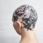 Flower tattoo on the head