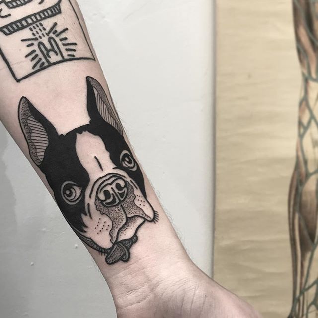 French bulldog face tattoo