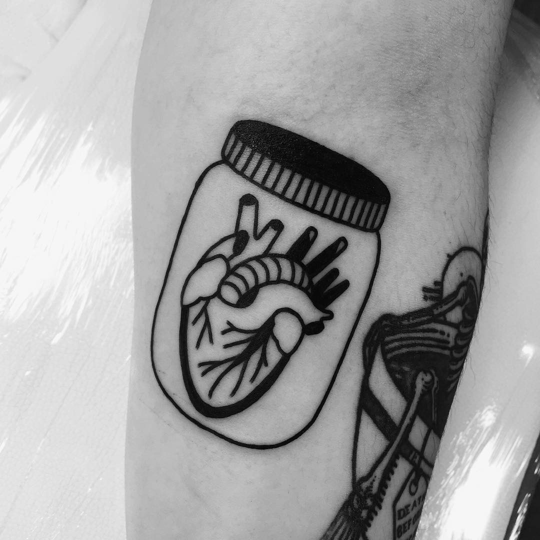 Heart in a jar tattoo
