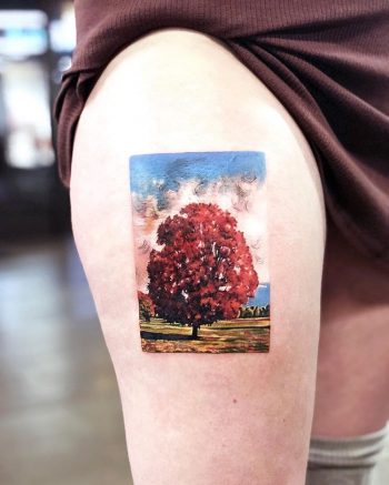 Impressionist style painting tattoo
