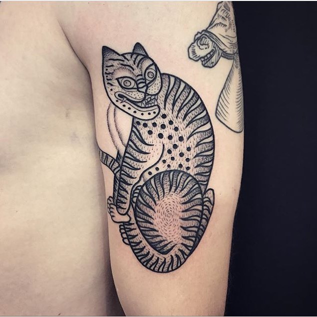 Japanese style cat tattoo