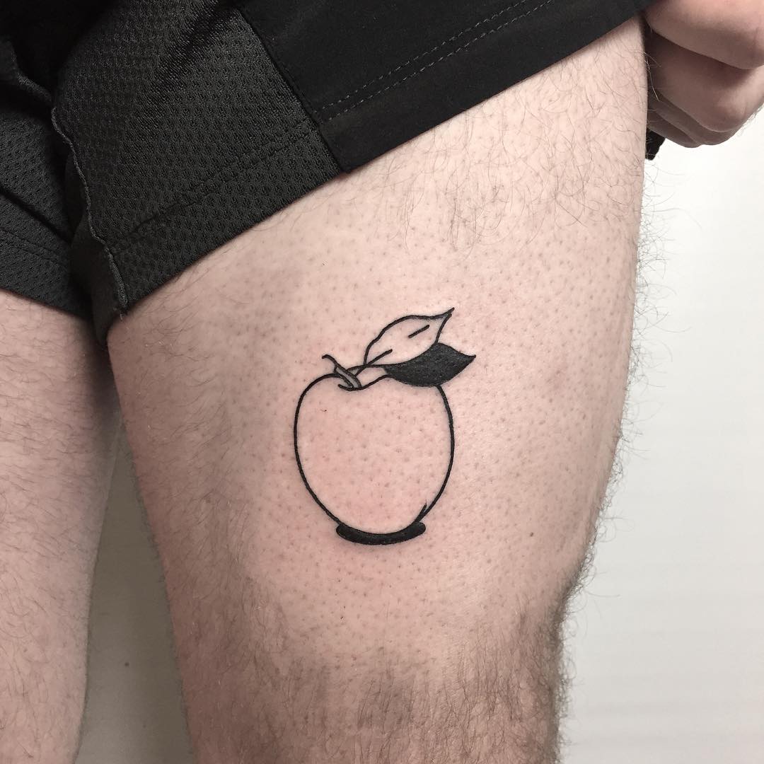 Linear apple tattoo