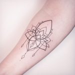 Linear lotus flower tattoo