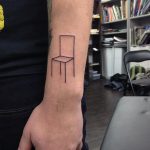 Linear minimalist chair tattoo