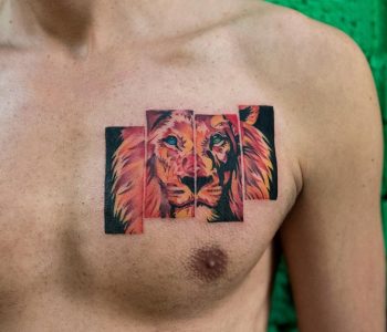 Lion tattoo on the chest
