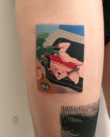 Lying on the couch tattoo