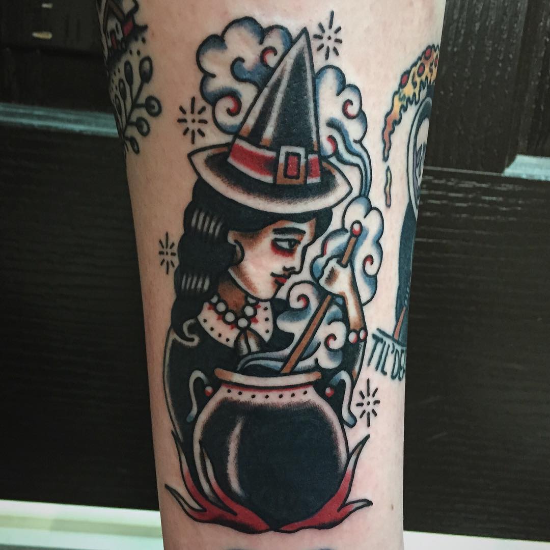 Medieval witch tattoo