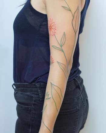 Minimal calendula flowers tattoo