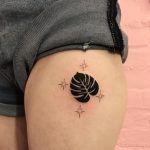 Monstera leaf and stars tattoo
