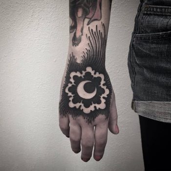 Negative space crescent moon