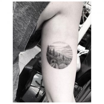 Nostalgic landscape tattoo