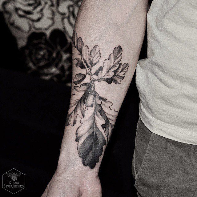 Oak leaves tattoo