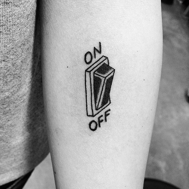 On off button tattoo