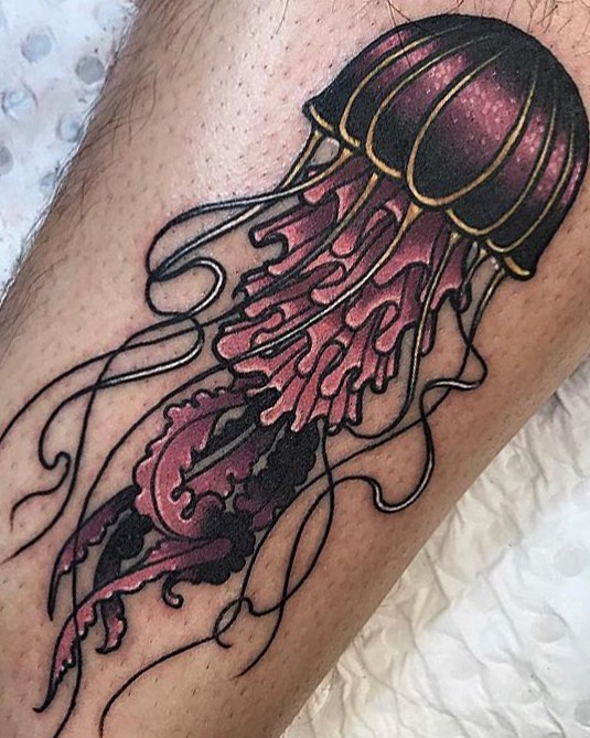 Purple jellyfish tattoo