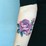 Purple watercolor rose tattoo