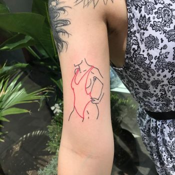 Red swimming suit tattoo