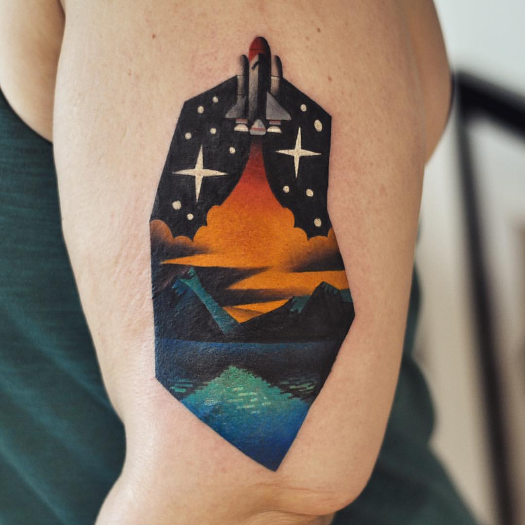 Rocket lift off tattoo